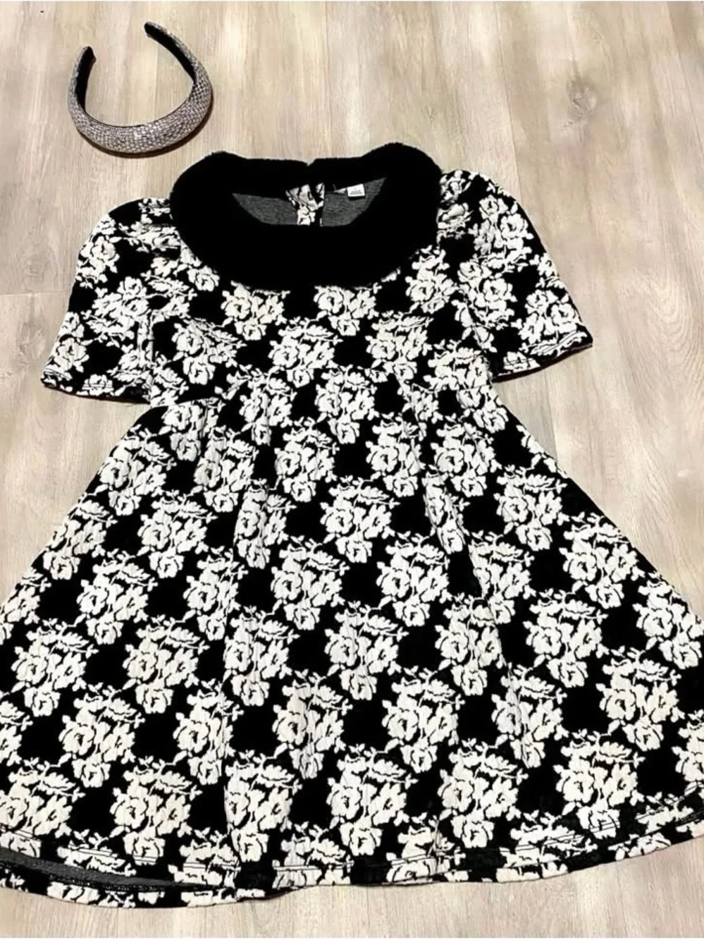 Elegant black and floral dress